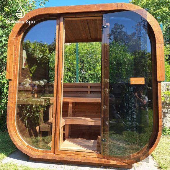 Hekla Cube 250 – 5–6 személyes prémium kültéri finn szauna 225×246×235cm