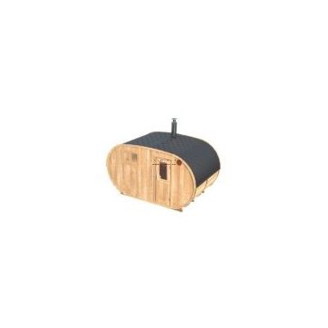   NAGY OVÁLIS THERMOWOOD SZABADTÉRI SZAUNA S424 HARVIA M3 KÁLYHÁVAL++