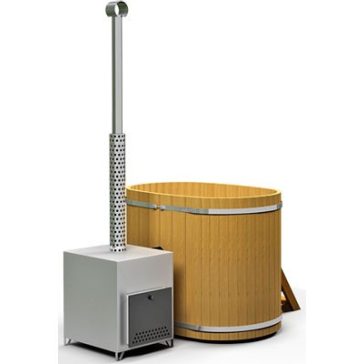   Ovális dézsa lucfenyő külső aluminium 27kw kályhával 1,3x0,85
