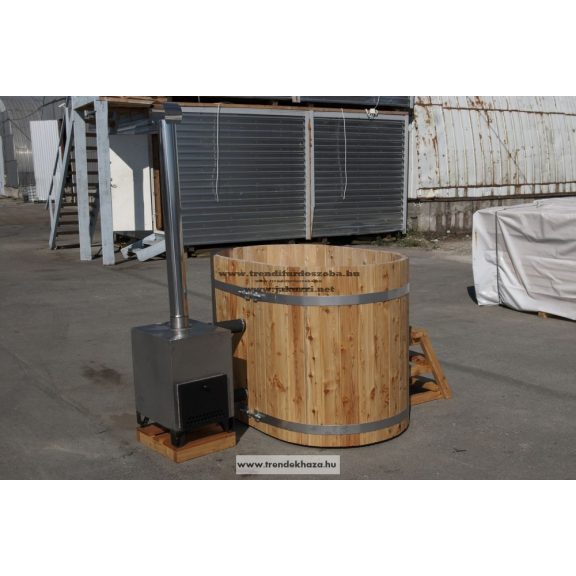 Ovális dézsa vörösfenyő külső aluminium 35kw kályhával 1,3x0,85