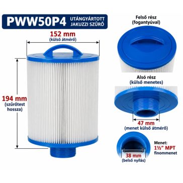 PWW50P4 utángyártott jakuzzi szűrő