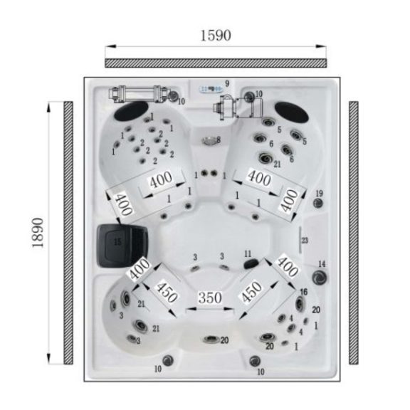 Revolution-spa Sanotechnik Catania 210x180x82 cm jakuzzi