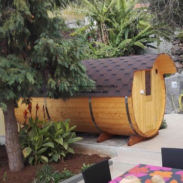   HORDÓ SZAUNA S4P ÖLTÖZŐVEL 2M ÁTMÉRŐJŰ THERMOWOOD HARVIA M3 KÁLYHÁVAL++